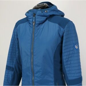 Kuhl Projekt Firefly Jacket S Blue Hybrid Quilted Insulated Hooded Women Outdoor